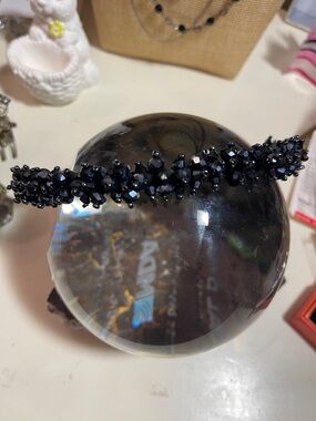 Black Faceted Beaded Headband - See Photos